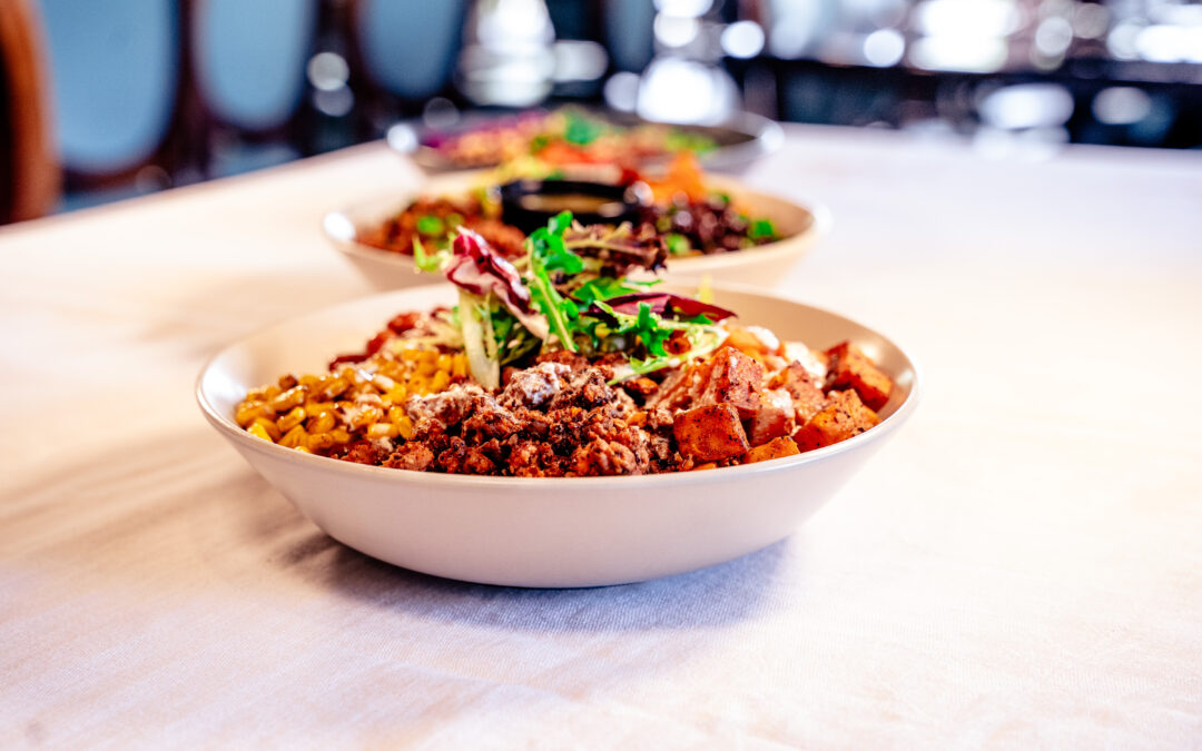 Peruvian Bahama Burger & Sweet Potato Bowl